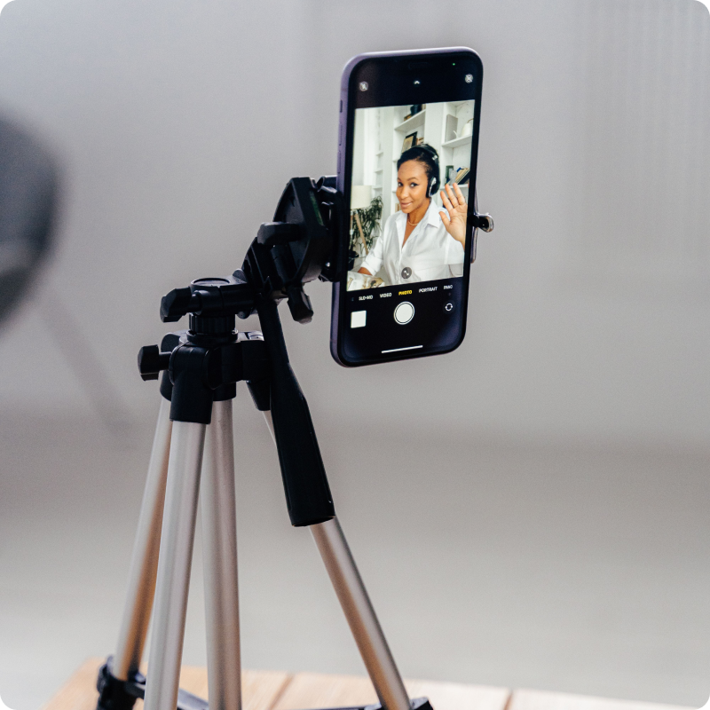 Candidate recording a video introduction on a phone