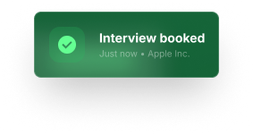 Notification confirming an interview was booked with Apple Inc.